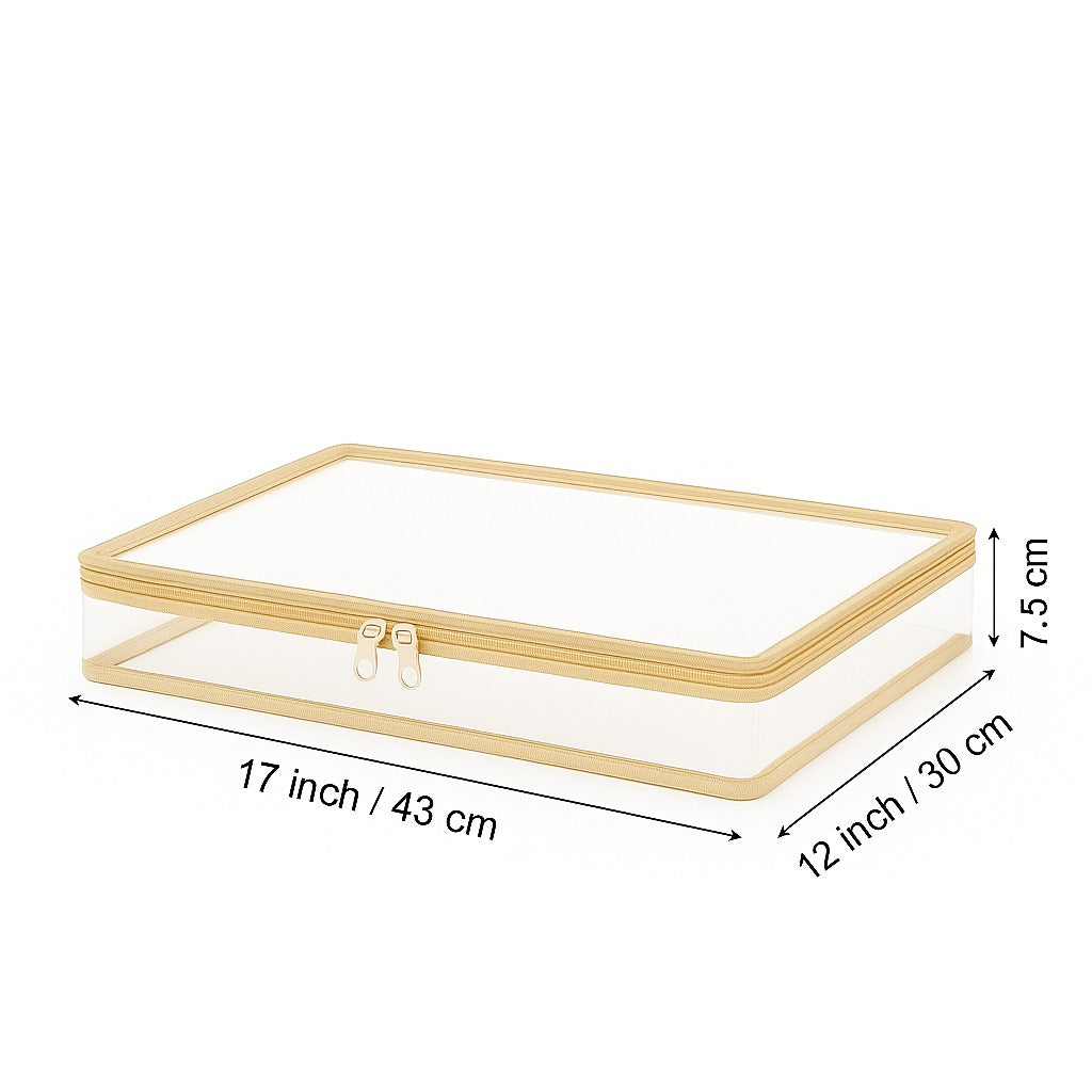 Transparent Saree Covers – Pack of 2 | Saree Bags 100% Durable Zip| Dust & Moisture Proof | Thick Crumple-Free Plastic