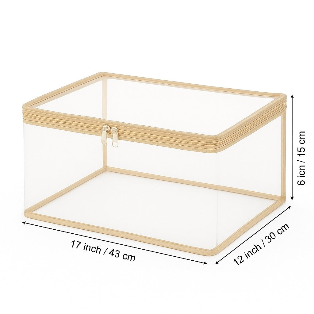 Transparent Saree Covers – Pack of 2 | Saree Bags 100% Durable Zip| Dust & Moisture Proof | Thick Crumple-Free Plastic
