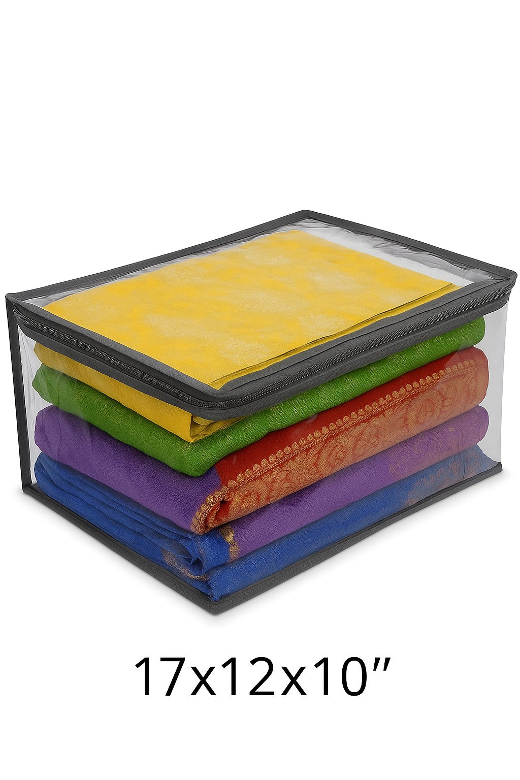 Transparent Saree Covers – Pack of 2 | Saree Bags 100% Durable Zip| Dust & Moisture Proof | Thick Crumple-Free Plastic