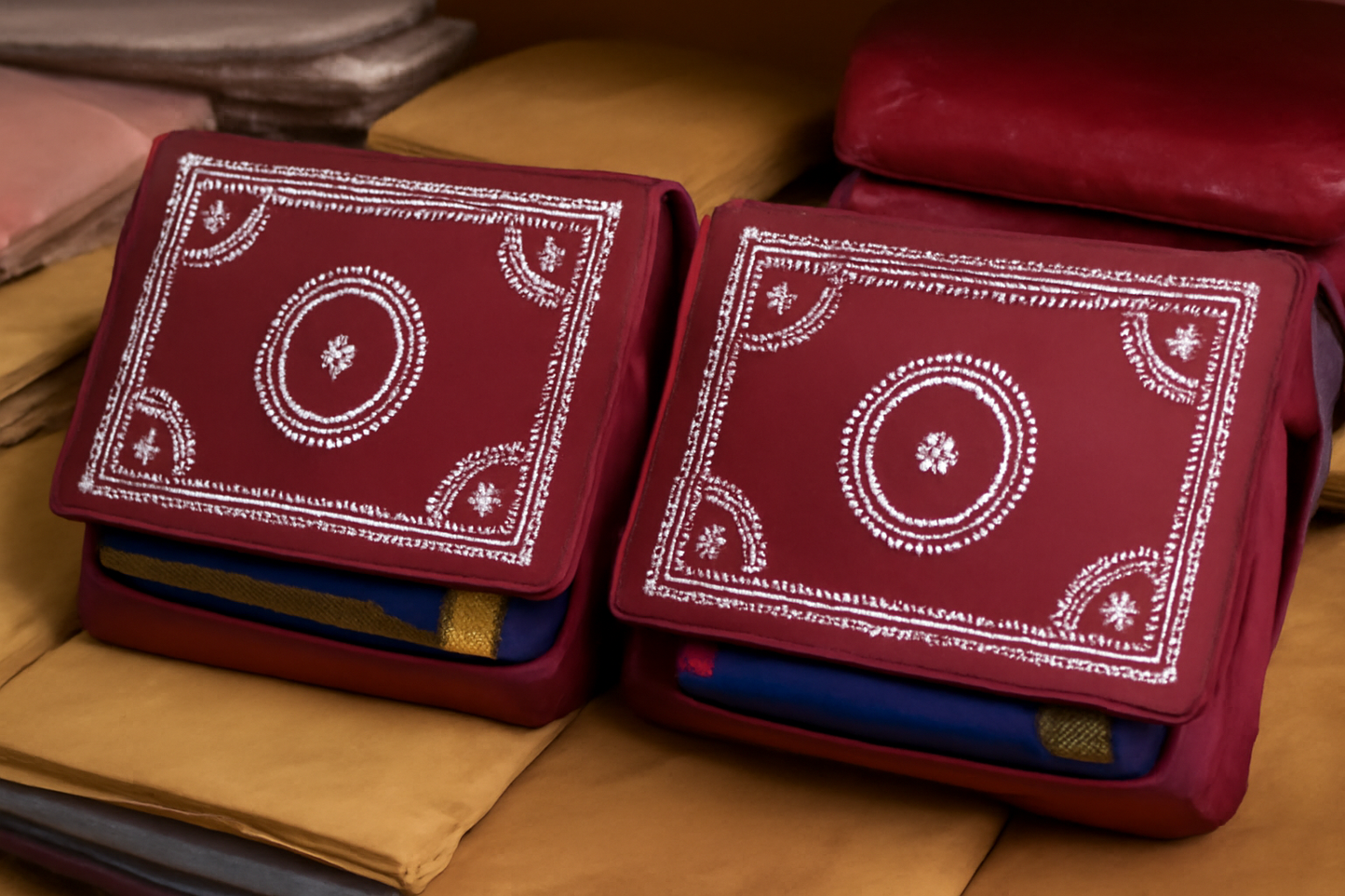 Premium Maroon Saree Covers – Pack of 2 | Embroidered, Zip Closure, Storage Bag