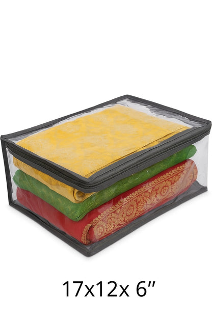 Transparent Saree Covers – Pack of 2 | Saree Bags 100% Durable Zip| Dust & Moisture Proof | Thick Crumple-Free Plastic