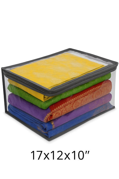 Transparent Saree Covers – Pack of 2 | Saree Bags 100% Durable Zip| Dust & Moisture Proof | Thick Crumple-Free Plastic