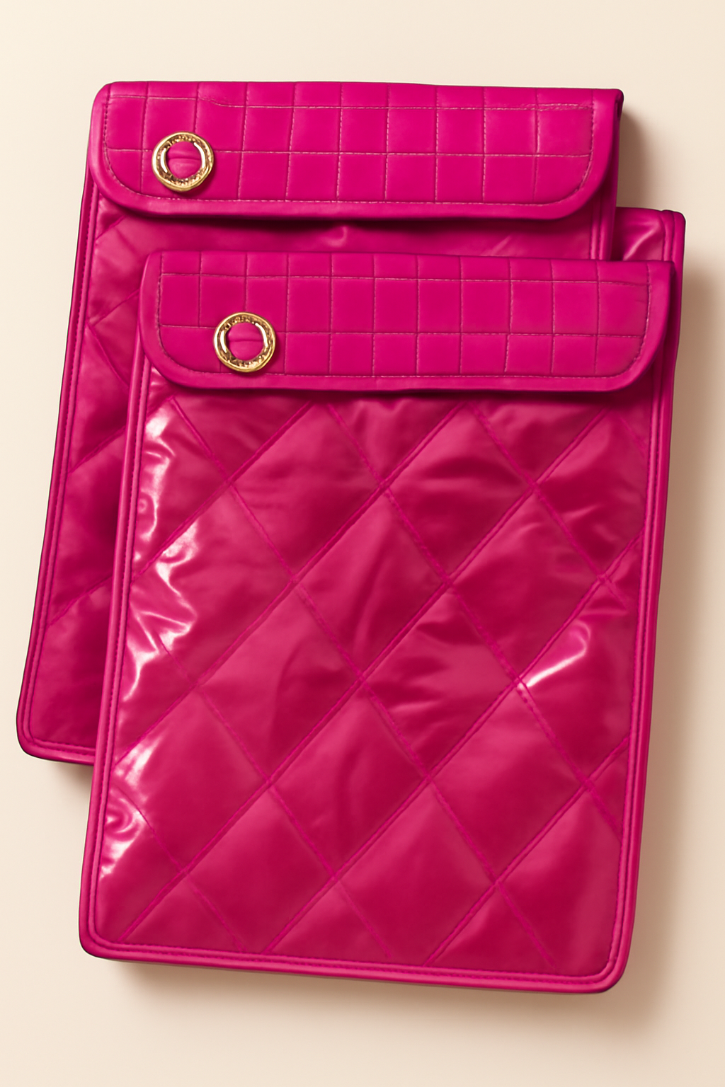 Beige Quilted Saree Covers with Transparent Window – Pack of 2 [without chain]